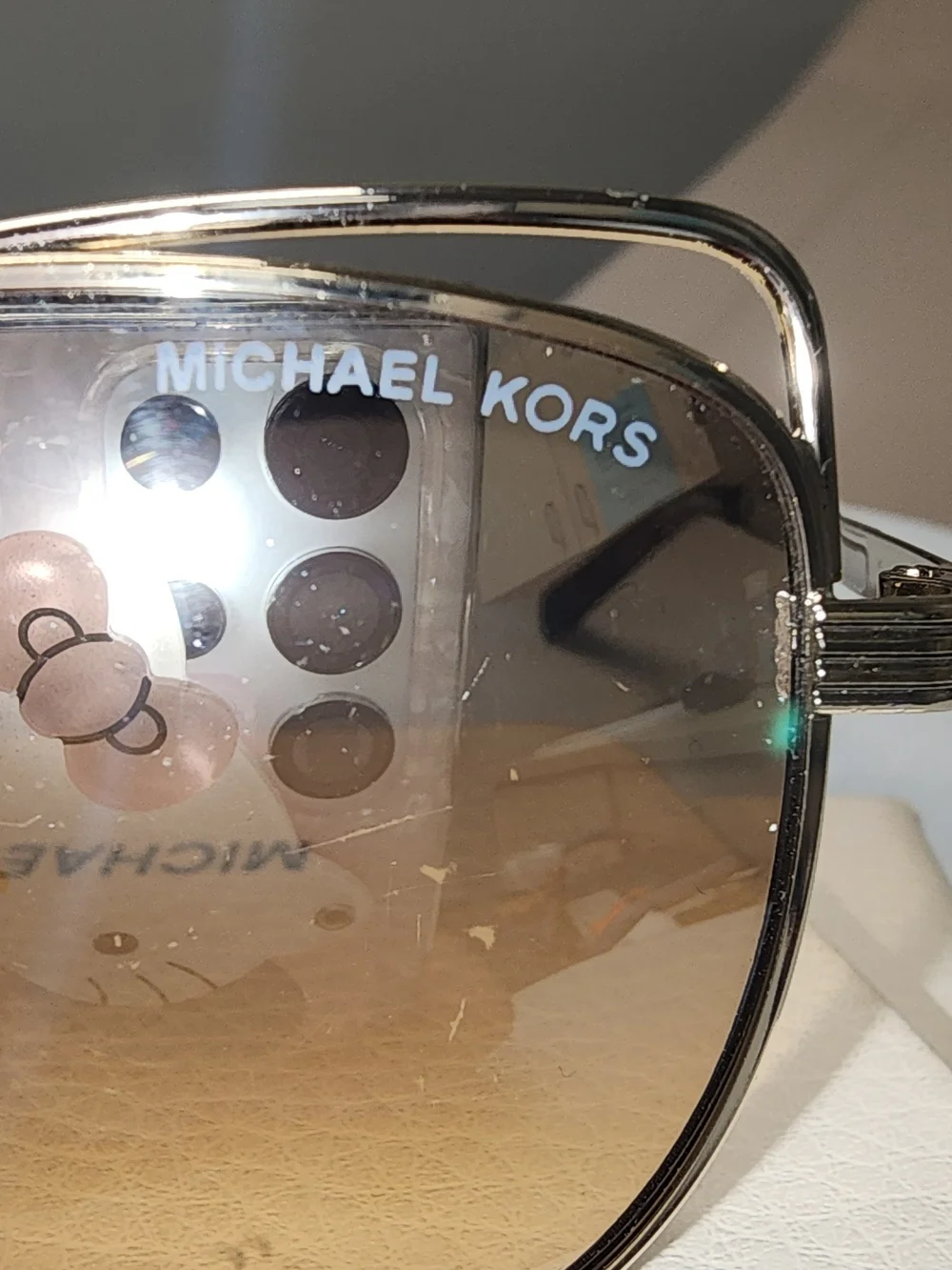 Michael Kors Cream Leather Sunglass Case And Cat Glasses